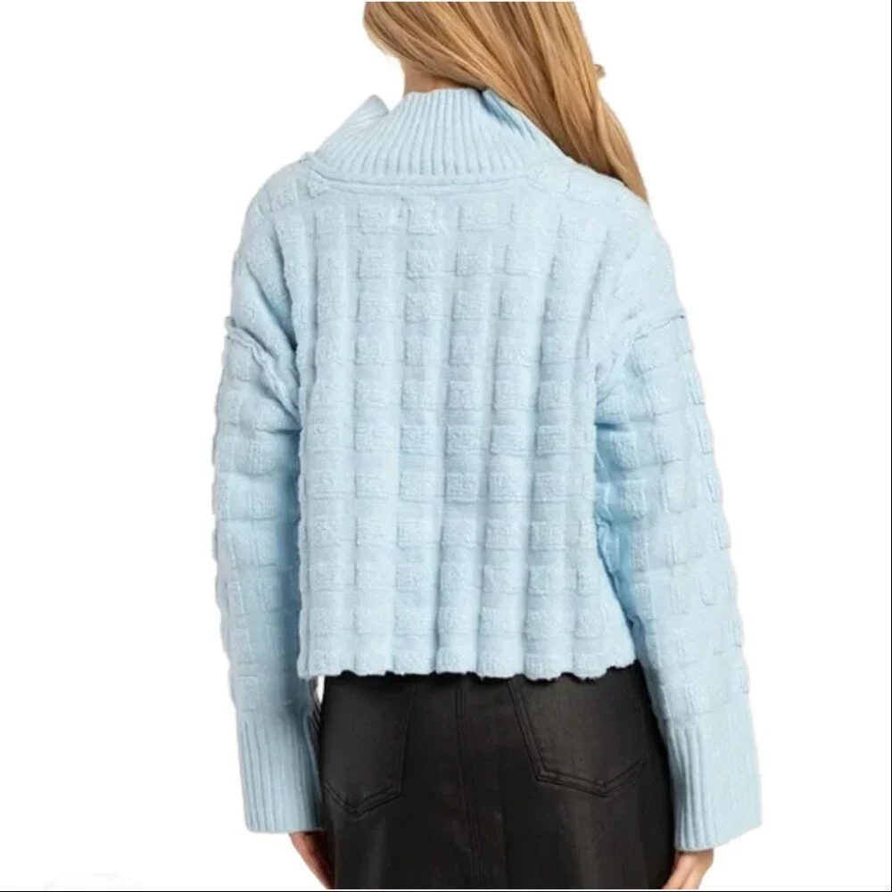 We The Free Soul Searcher Sweater Baby Blue Size Small Petite - Picture 2 of 10